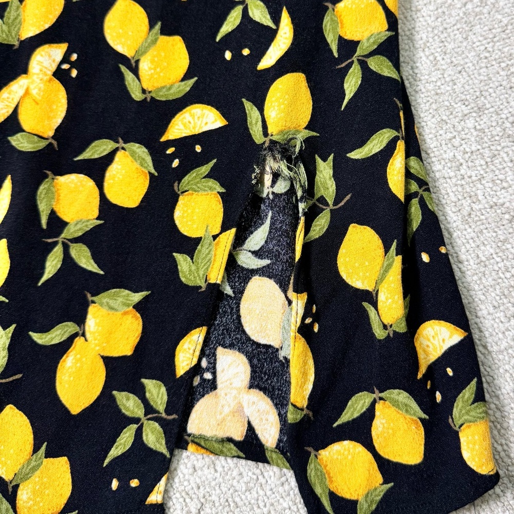Reformation Lemon Print Mini Slip Dress Black- Size Small - Picture 4 of 6